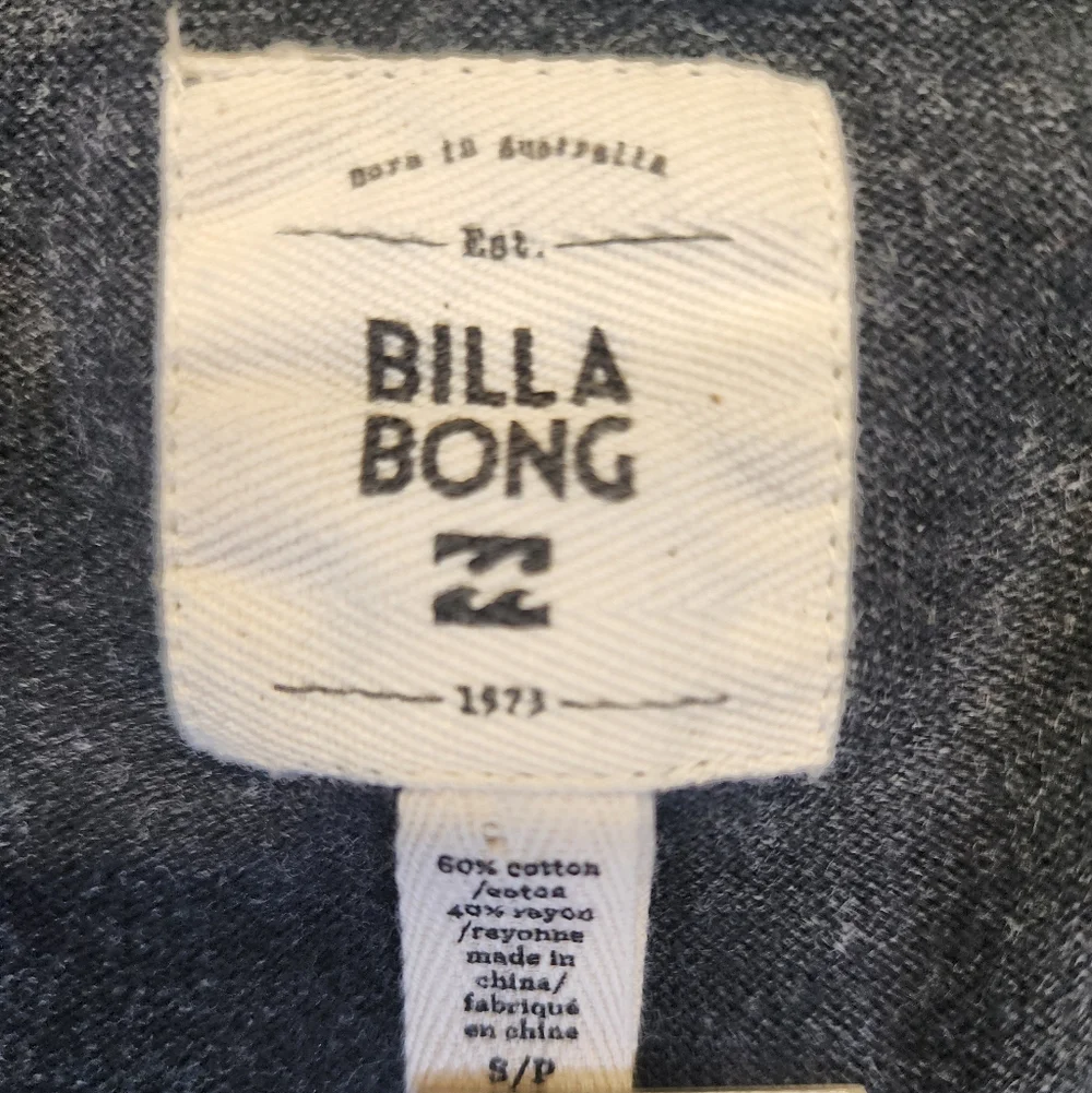 Billabong Gray Open Front Cardigan Sweater Cotton Rayon Knit Shawl Collar Small